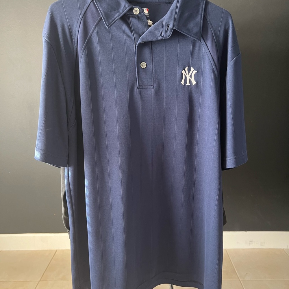 Black Button-Up Shirt with Gold NY Logo